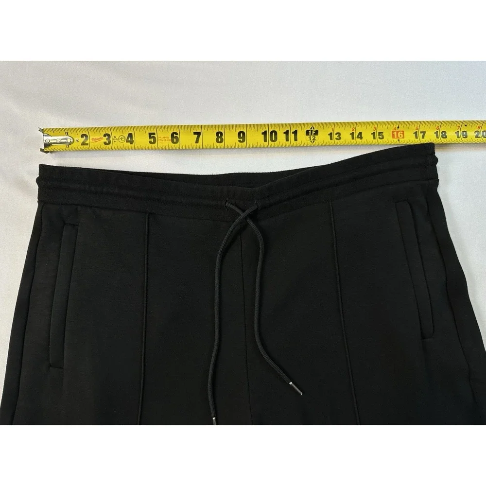 Theory Track Pant Double-Knit Jersey Wide Leg Crop Women Sz XL Soft Travel Black